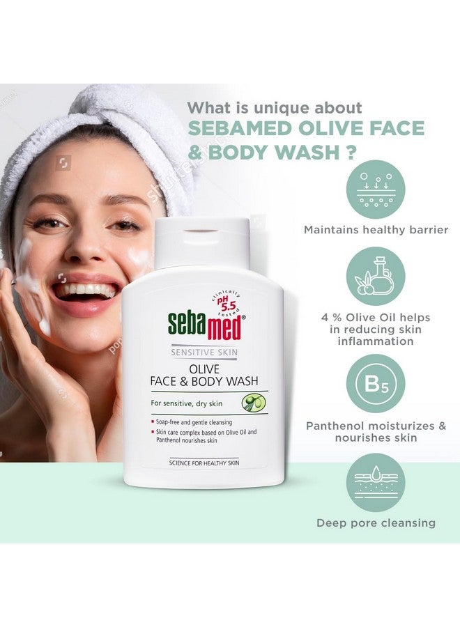 Sebamed غسول وجه وجسم زيت الزيتون | لطيف جداً للبشرة الحساسة والجافة | Ph5.5 | خالي من الصابون، تنظيف لطيف | زيت الزيتون + بانثينول يغذي البشرة | خالي من SLS والبارابين | تم اختباره جلدياً وسريرياً | 200 مل - Image 5