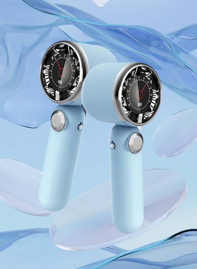 Oregon Dial Handheld Fan Infinitely Variable Multi-Speed Small Fan Portable Outdoor Desktop Mobile Phone Holder 100 Speed Colour: Light Blue - Image 1