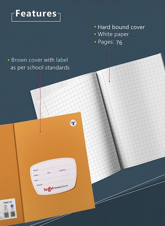 TARGET PUBLICATIONS WOODSNIPE Small Square Ruled Notebooks | Square 9 mm | 76 Pages Jumbo Size | Hard Brown Cover | 15.5 cm x 19 cm Approx | Maths Exercise Small Grid Notebooks | Pack of 9 Books | GSM 60 (ws9106) - Image 2