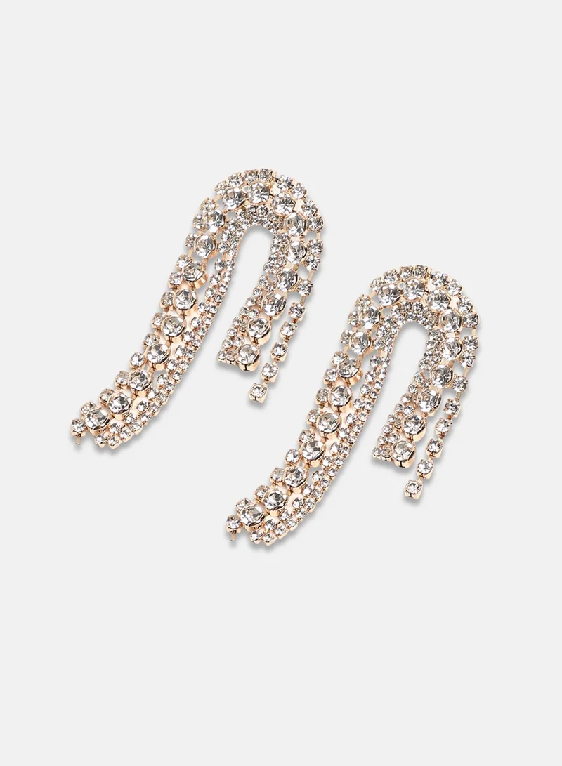 سوهي الأقراط المتدلية غير المتناظرة - فضية كريستالية