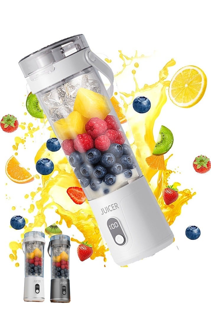 HUMJO Portable Blender Smoothie Maker Travel Juicer Cup Leak-Proof USB Charging Blender with 12 Stainless Steel Blades, With Replacement Lid and Lanyard - Image 1