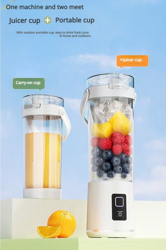 HUMJO Portable Blender Smoothie Maker Travel Juicer Cup Leak-Proof USB Charging Blender with 12 Stainless Steel Blades, With Replacement Lid and Lanyard - Image 3