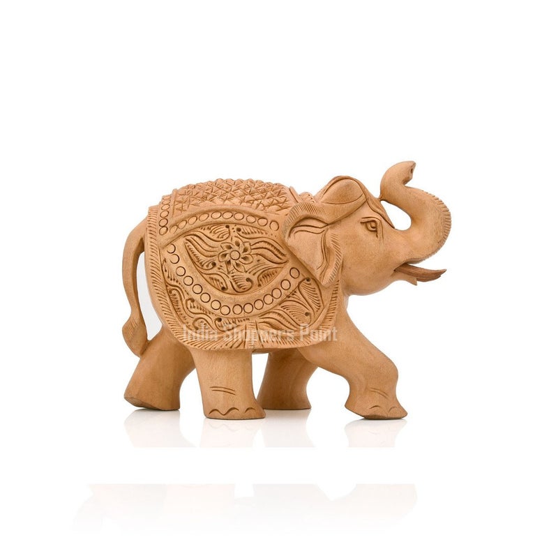 Shoppers Point Shoppers Point Handcrafted Artistic Wooden Up Trunk Elephant ShowpieceFigurine for Home Office Decor and Gift 3inch  - Image 2