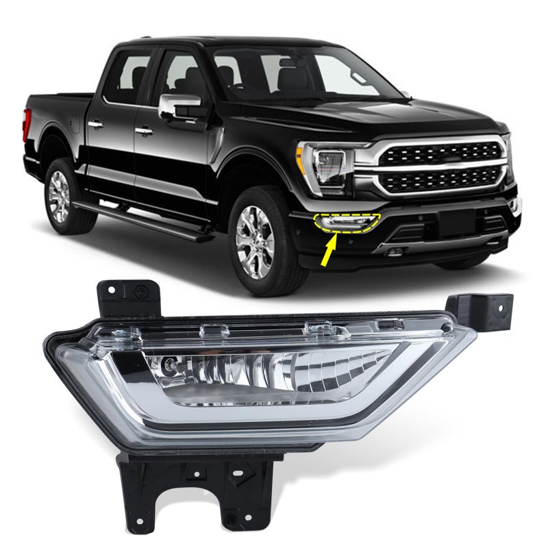 KAMDKI Right Passenger Side Halogen Fog Light Compatible for 2021 2022 2023 Ford F150 F150 Front Bumper Light WBulbs Wo Wiring Harness Driving Lamp RH FO2593258 19628900 3302061RAS