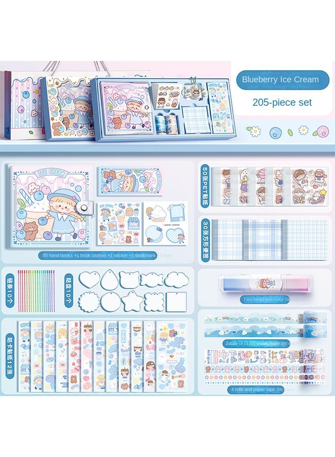 Bluejw Sticker Hand Account Suit Gift Box Full Set Of Tools With Love Primary School Students Hand Account Suit Girl Birthday Gift - Image 1