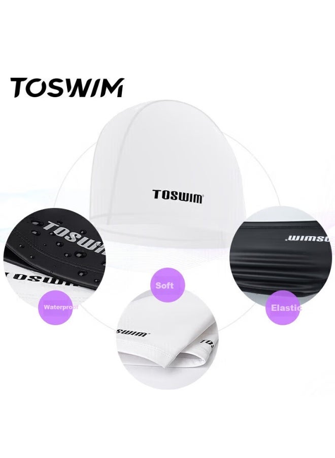 Toswim Swimming Cap, Uni Adult Pu Swim Cap, Long Hair Waterproof, Ear Protection Without Tightness, Ink Fish Black - Image 2