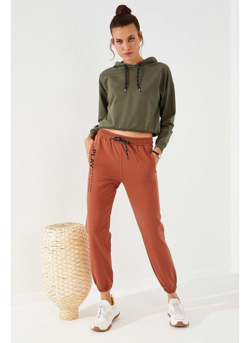 Tommy Life Play Embroidered Cinnamon Elastic Leg Women's Tracksuit Bottoms