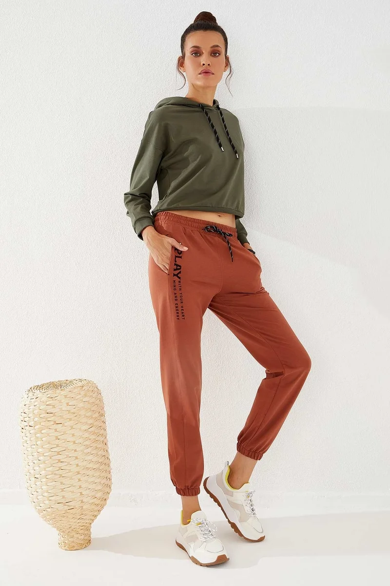 تومي لايف Play Embroidered Cinnamon Elastic Leg Women's Tracksuit Bottoms