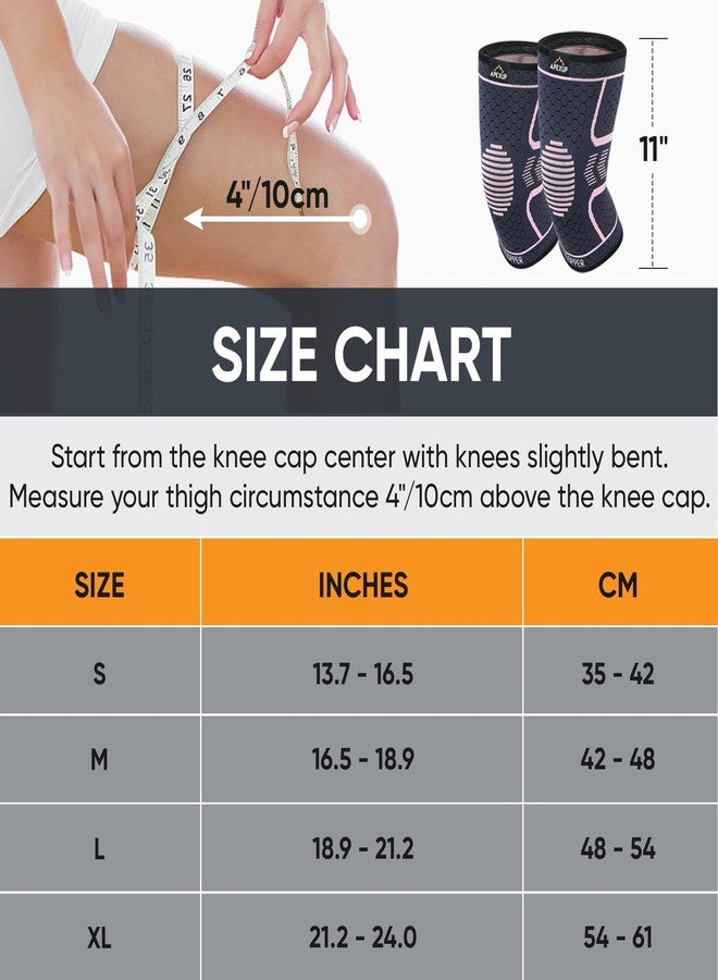 APEXUP Copper Knee Brace for Women & Men, 2 Pack Knee Compression Sleeve for Knee Pain, Arthritis Pain Relief, Meniscus Tear, ACL, Knee Support for Running, Fitness, Weightlifting (L, Pink) - Image 4