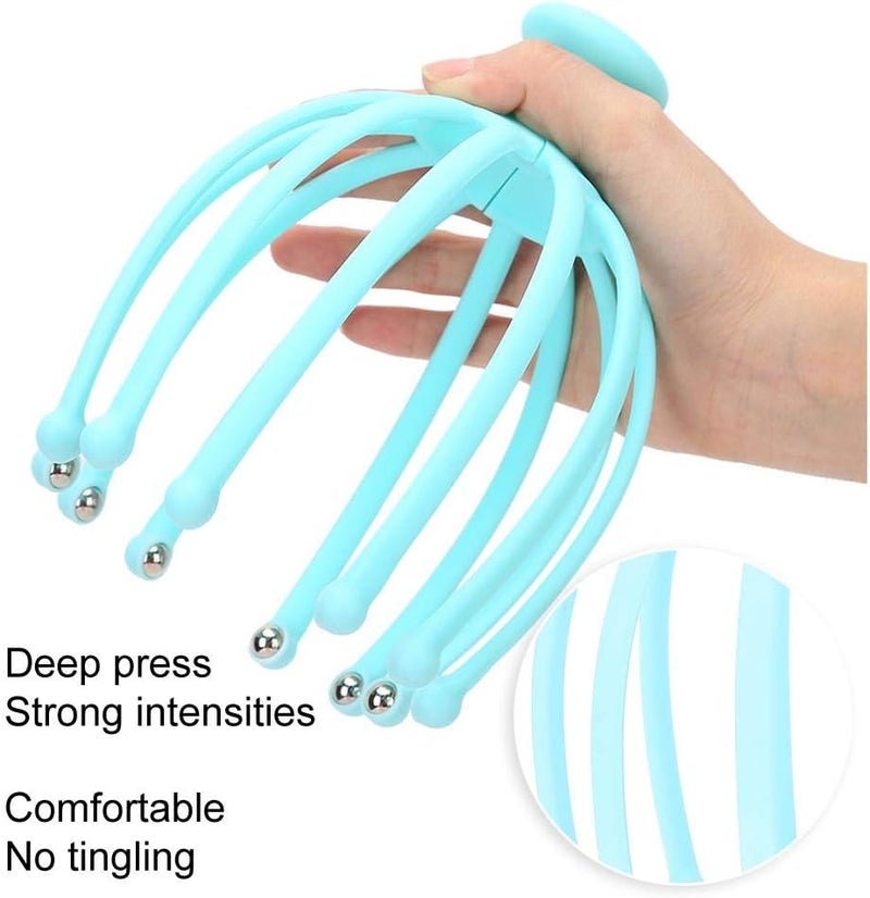 كلاراكو جهاز تدليك فروة الرأس Klarako Claw Head لتخفيف التوتر بكرة دوارة للشعر للرجال والنساء (أزرق) - Image 5