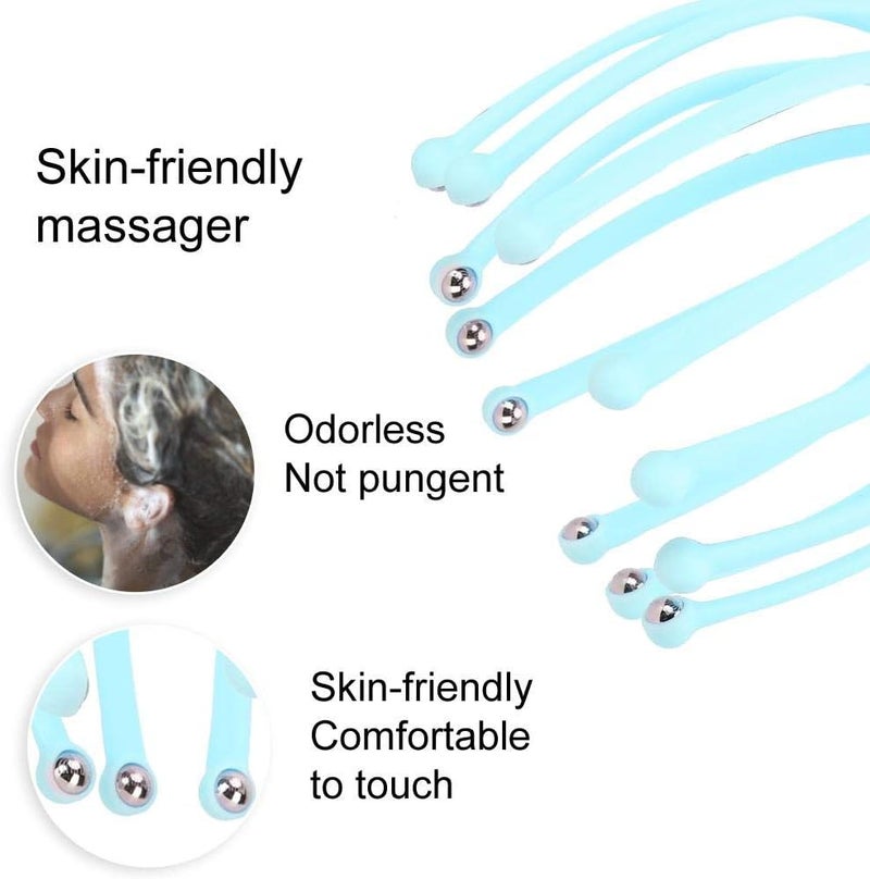كلاراكو جهاز تدليك فروة الرأس Klarako Claw Head لتخفيف التوتر بكرة دوارة للشعر للرجال والنساء (أزرق) - Image 4