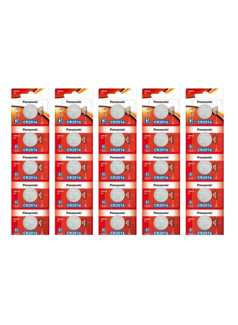 25-Pieces Panasonic CR2016 Lithium 3V Indonesia Batteries