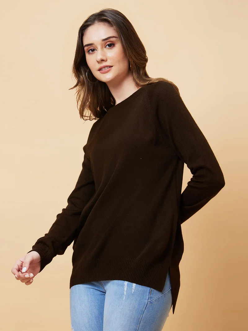 globus Women Knitted Acrylic Pullover Sweater