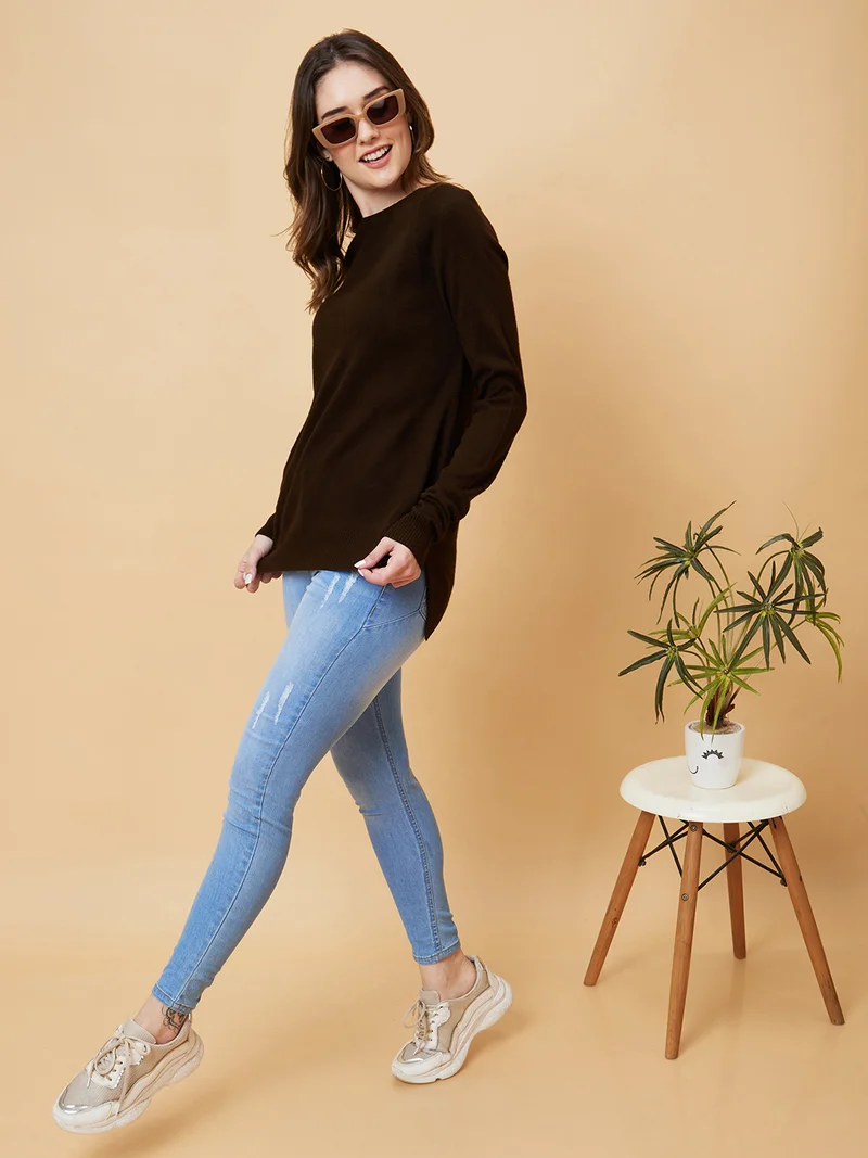 globus Women Knitted Acrylic Pullover Sweater
