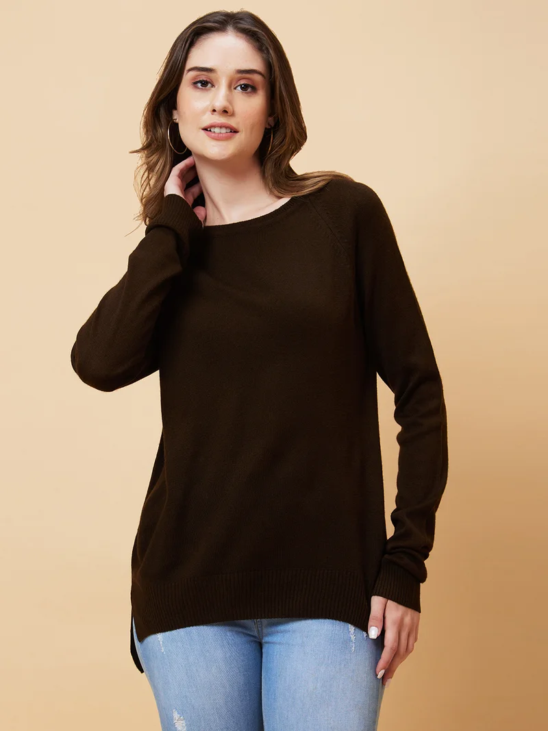 globus Women Knitted Acrylic Pullover Sweater