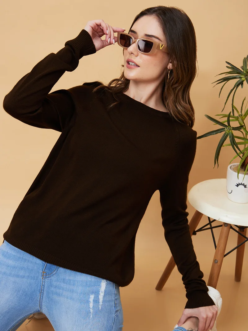 globus Women Knitted Acrylic Pullover Sweater