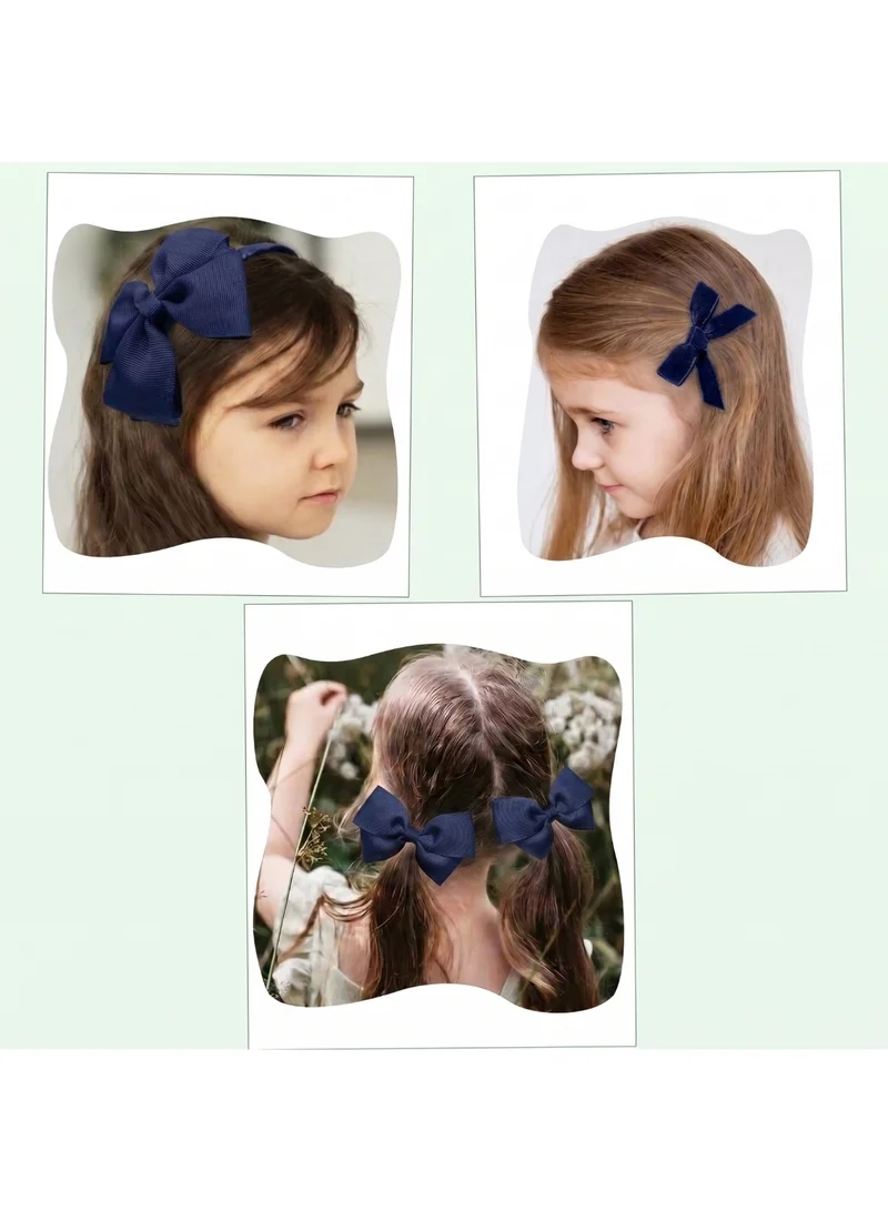 Lion Llama School Essentials Hair Accessories set– Girls' School Uniform Headband for Toddlers & Children, Comfortable Hair Accessory for School, Daily Wear, Parties & Special Occasions - Navy Blue