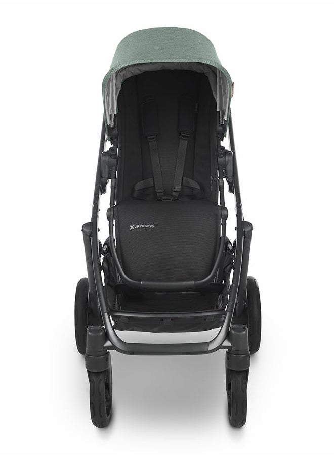 UPPAbaby - Vista V2 Convertible Stroller Gwen Green Melange With Carbon Frame And Saddle Leather, Premium Double Stroller With Enhanced Suspension - Image 1