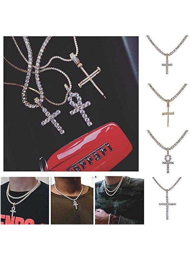 Arabest Ankh Cross Chain for Men Iced Out Cubic Zirconia Egyptian 14K Gold Plated Pendant Necklace for Women with Stainless Rope Chain - Image 5