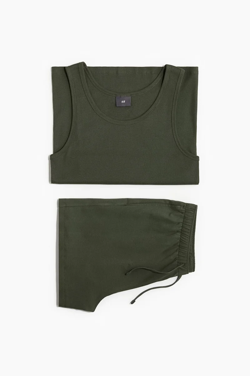 H&M Cotton pyjama vest top and shorts