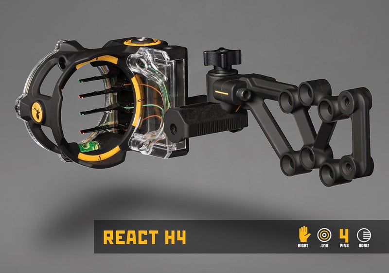 Trophy Ridge React H4 Bow Sight - 4 Pin Sight, Tool Less Windage and Elevation Adustability, 2nd Axis Leveling, Adjustable Click Light - Image 2