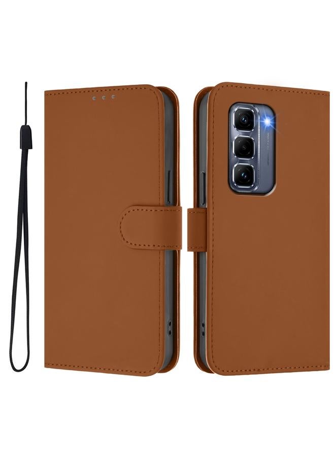 زبون جراب لهاتف Infinix Hot 50 Pro+ 4G مصنوع من الجلد بلون سادة مع حبل تعليق - Image 2