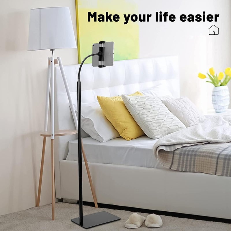 Hold Up Sturdy Base Lazy Mobile/Tablet Holder Height-Adjustable Stand with 360 Rotatable Phone Holder and Flexible Gooseneck for Leisure Watching and/or Photoshoot & Videography, Live Broadcasting - Image 4