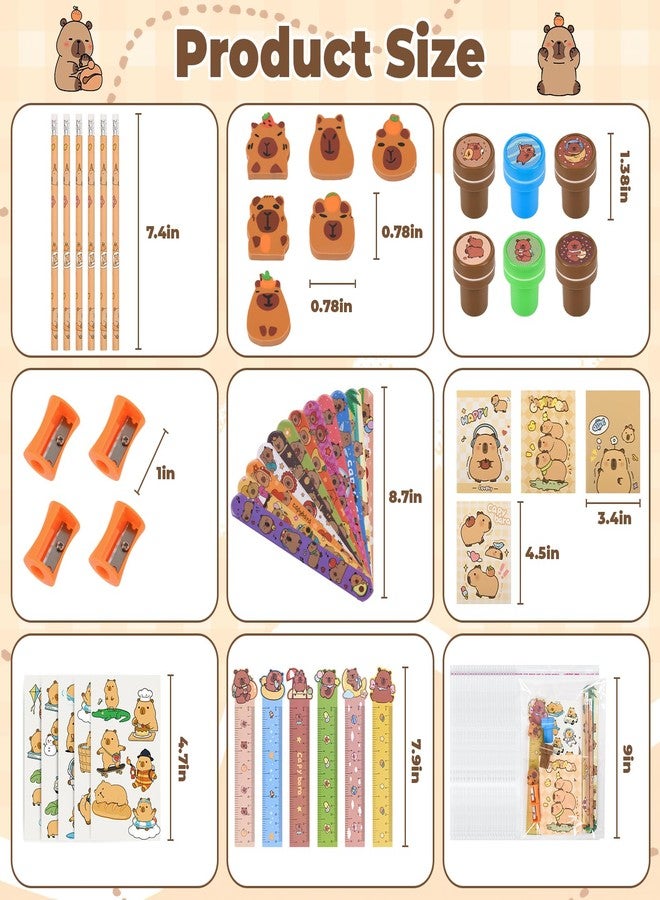 Ulema 216Pcs Capybara Supplies Stationery Set Back to School Gifts Capybara Themed Birthday Gifts Goodie Bag Stuffers Supplies Classroom Rewards. - Image 3