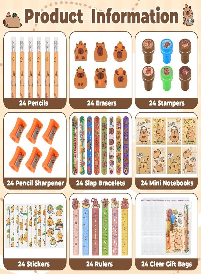 Ulema 216Pcs Capybara Supplies Stationery Set Back to School Gifts Capybara Themed Birthday Gifts Goodie Bag Stuffers Supplies Classroom Rewards. - Image 2