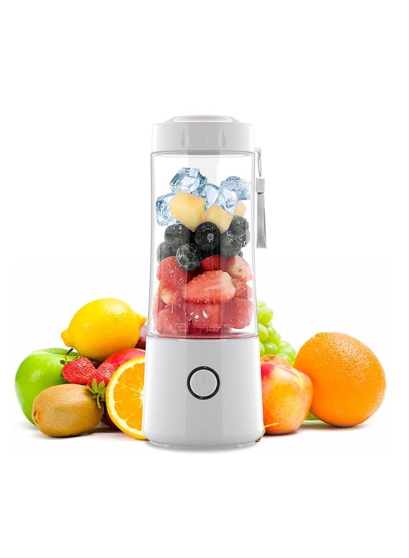 SYOSI Portable Blender, Personal Size with 3000 mAh Rechargeable 6 Blades Fruit Veggie Juicer, for Shakes and Smoothies Mini Blend Portable Blender Cup Student for Home Travel Sports Kitchen (White) - Image 1