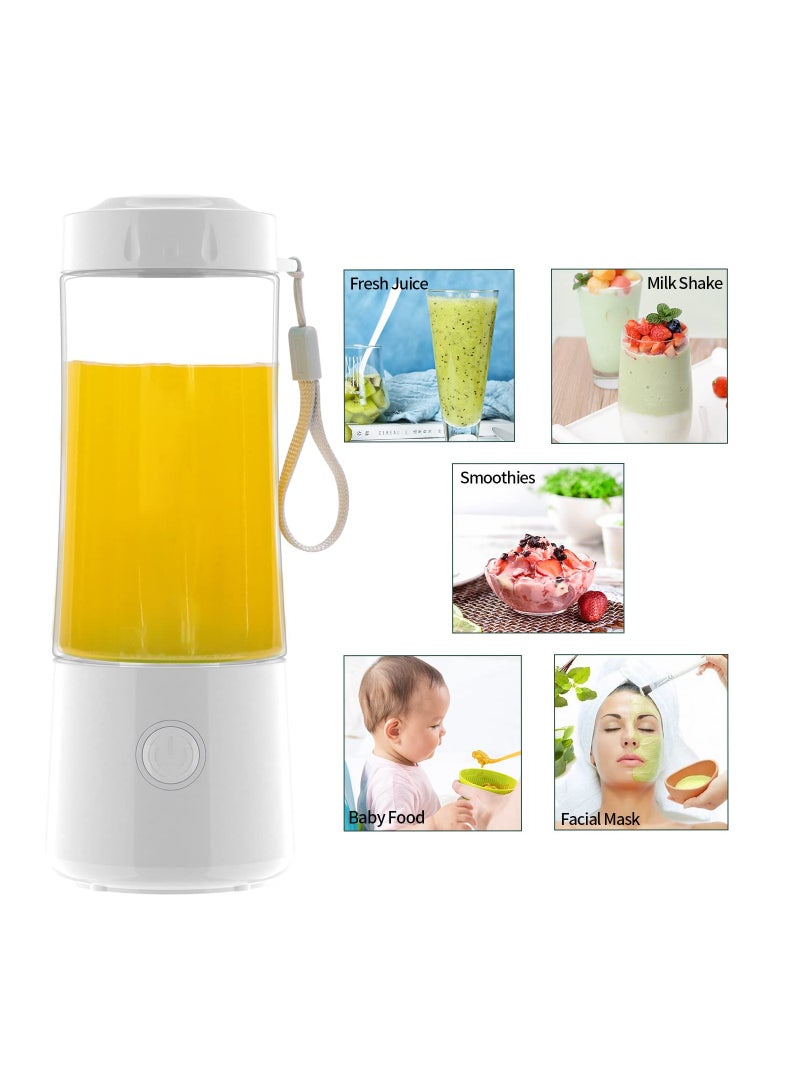 SYOSI Portable Blender, Personal Size with 3000 mAh Rechargeable 6 Blades Fruit Veggie Juicer, for Shakes and Smoothies Mini Blend Portable Blender Cup Student for Home Travel Sports Kitchen (White) - Image 2