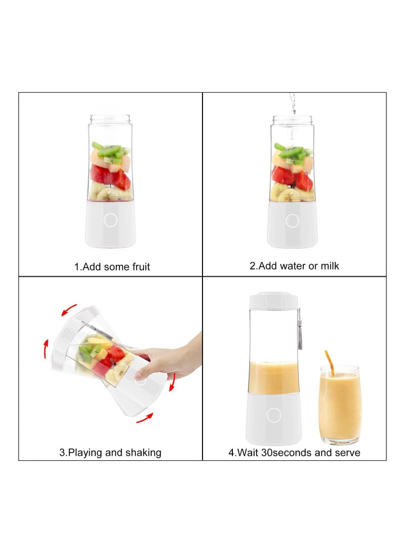 SYOSI Portable Blender, Personal Size with 3000 mAh Rechargeable 6 Blades Fruit Veggie Juicer, for Shakes and Smoothies Mini Blend Portable Blender Cup Student for Home Travel Sports Kitchen (White) - Image 3
