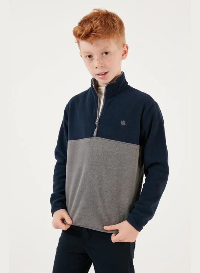 ليلا ليلا سترة قطبية للأطفال بسحاب نصفي وياقة واقفة - عبوة من قطعتين