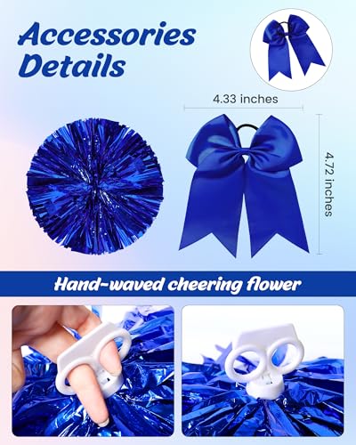 WooHand Cheerleader Costume For Girls 56 Cheerleading Outfit With Pom Poms Socks Bowtie Halloween Party Dress Up - Image 5