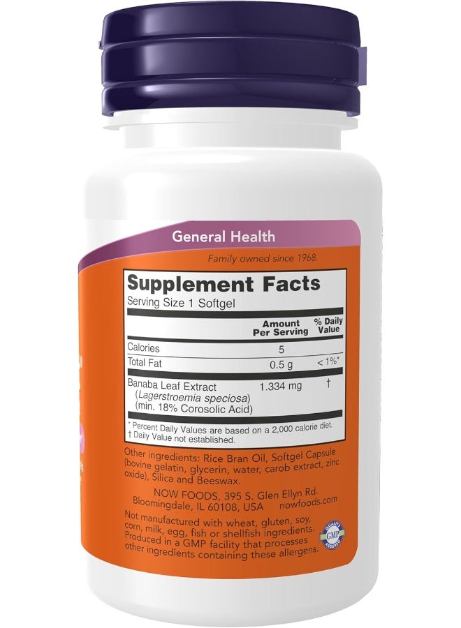 NOW Supplements, GlucoFit® with 18% Corosolic Acid, Supports Glucose Metabolism*, 60 Softgels - Image 2