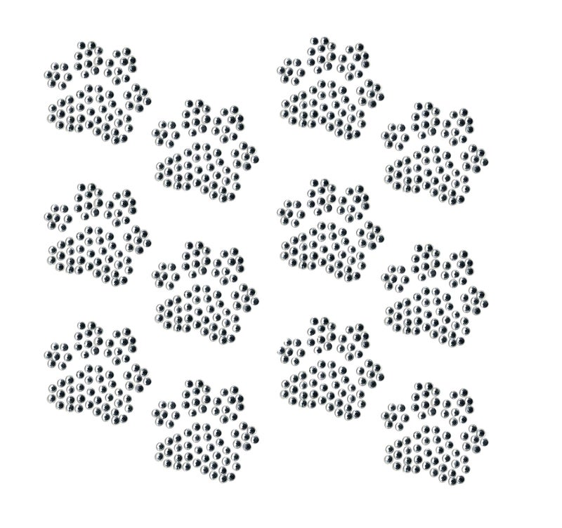 Set of 12 Small Paw Print 15 Each Clear Rhinestone Iron on Hotfix Bling DIY with Extra Paw Print