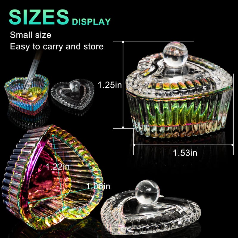 AORAEM 2PCS Nails Tips Art Dappen Dish with Lid Acrylic Liquid Powder Dappen Monomer Dish Glass Crystal Cup Glassware Tools for Professional Use and Home Use - Image 5
