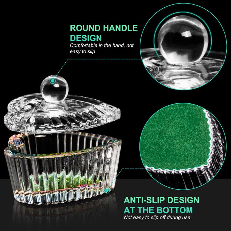 AORAEM 2PCS Nails Tips Art Dappen Dish with Lid Acrylic Liquid Powder Dappen Monomer Dish Glass Crystal Cup Glassware Tools for Professional Use and Home Use - Image 2
