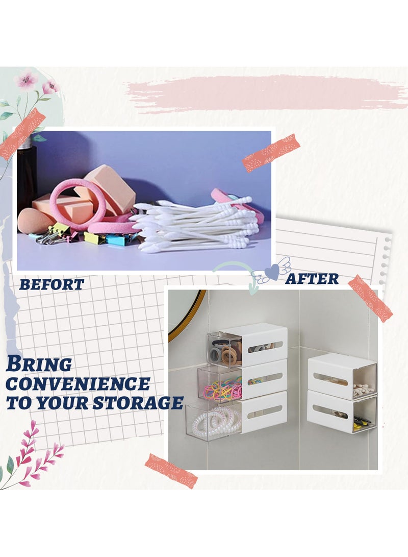 SOLARAE Qtip Holder Dispenser, Stackable Hair Accessories Organizer, Wall Mounted Cotton Ball Organizers,Bathroom Canisters Storage for Floss, Hairpin, Rubber Band, Clip (Set of 3) - Image 3