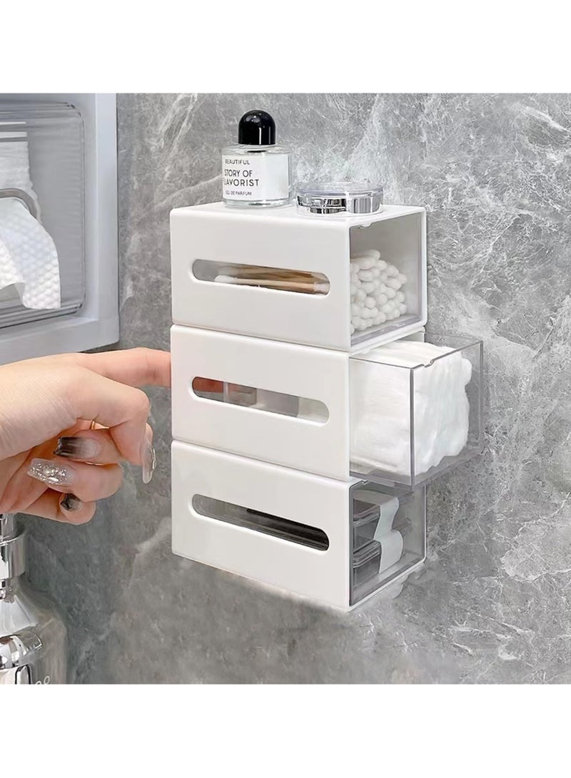 SOLARAE Qtip Holder Dispenser, Stackable Hair Accessories Organizer, Wall Mounted Cotton Ball Organizers,Bathroom Canisters Storage for Floss, Hairpin, Rubber Band, Clip (Set of 3) - Image 1