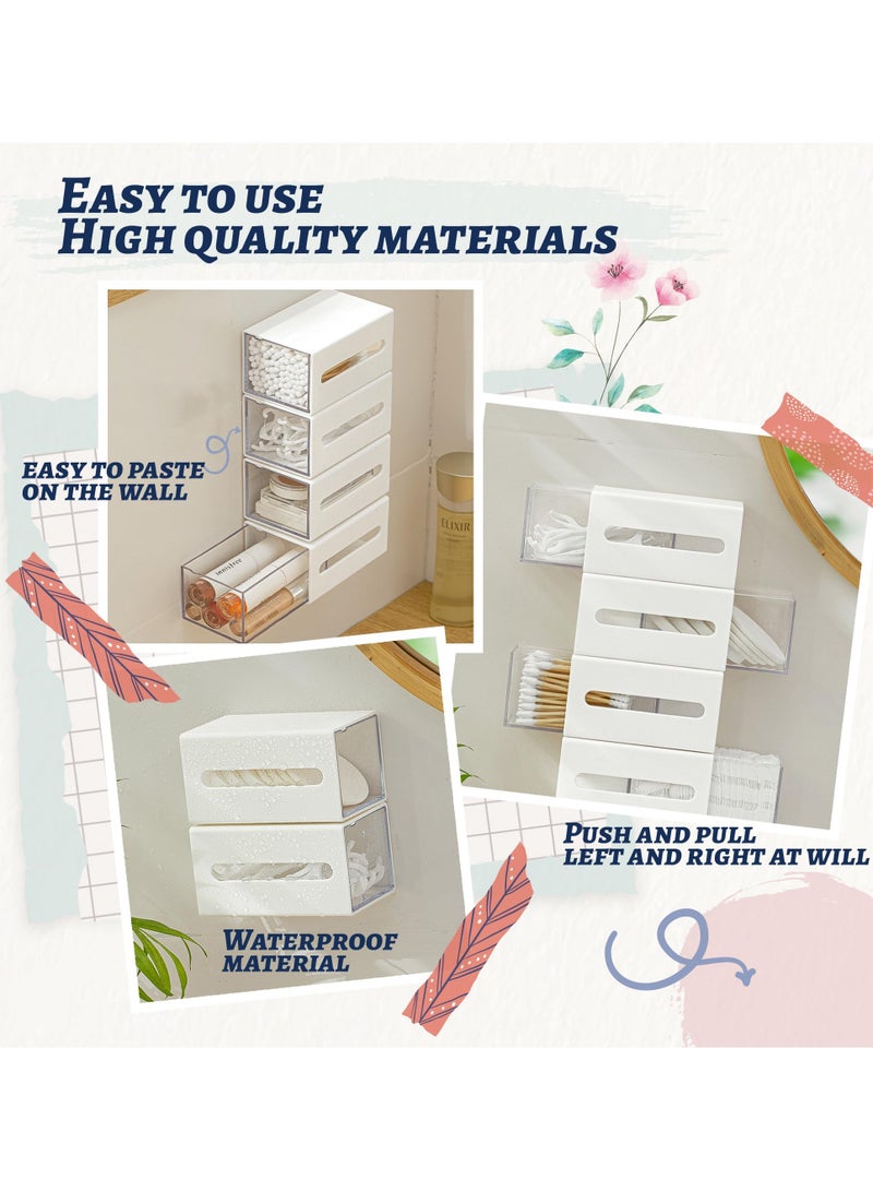 SOLARAE Qtip Holder Dispenser, Stackable Hair Accessories Organizer, Wall Mounted Cotton Ball Organizers,Bathroom Canisters Storage for Floss, Hairpin, Rubber Band, Clip (Set of 3) - Image 5