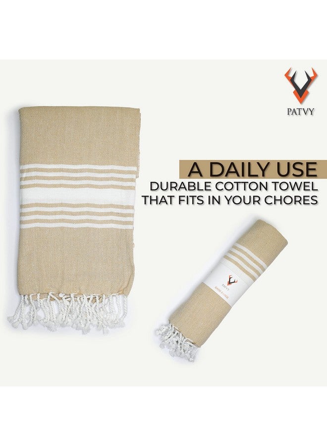 PATVY Bath Towels| Light Weight Turkish Style Bath Towels for Men Large Size Cotton|75 x 150cm Quick Absorption &Faster Drying Bath Towel for Women| 100% Cotton (Pack of 1, Beige) - Image 4