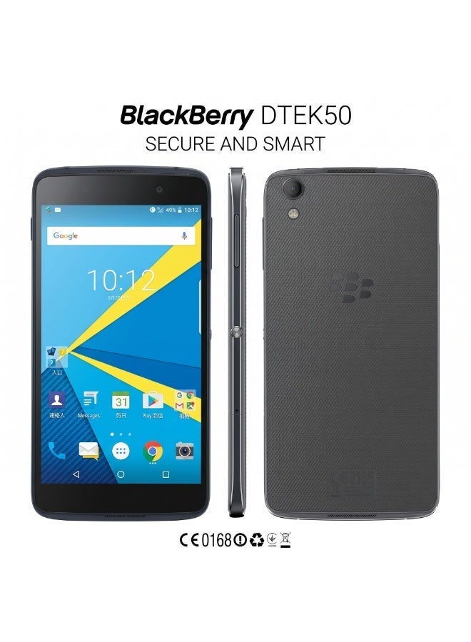 بلاك بيري هاتف ذكي بلاك بيري DTEK50 STH100-1، سعة تخزين 16 جيجابايت، 3 جيجابايت رام، أسود - Image 2