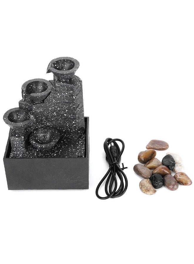 نافورة سطح الطاولة، نافورة طاولة شلال زخرفية بمنفذ USB مع أحجار إضاءة LED لغرفة المعيشة والمكتب - Image 2