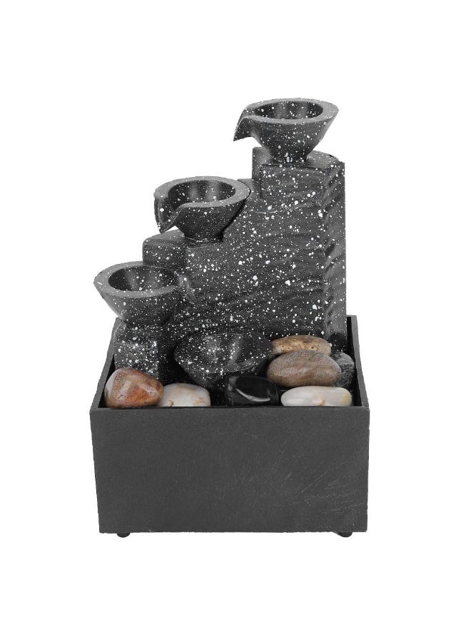 نافورة سطح الطاولة، نافورة طاولة شلال زخرفية بمنفذ USB مع أحجار إضاءة LED لغرفة المعيشة والمكتب - Image 1