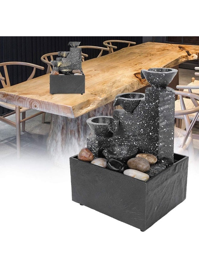 نافورة سطح الطاولة، نافورة طاولة شلال زخرفية بمنفذ USB مع أحجار إضاءة LED لغرفة المعيشة والمكتب - Image 5