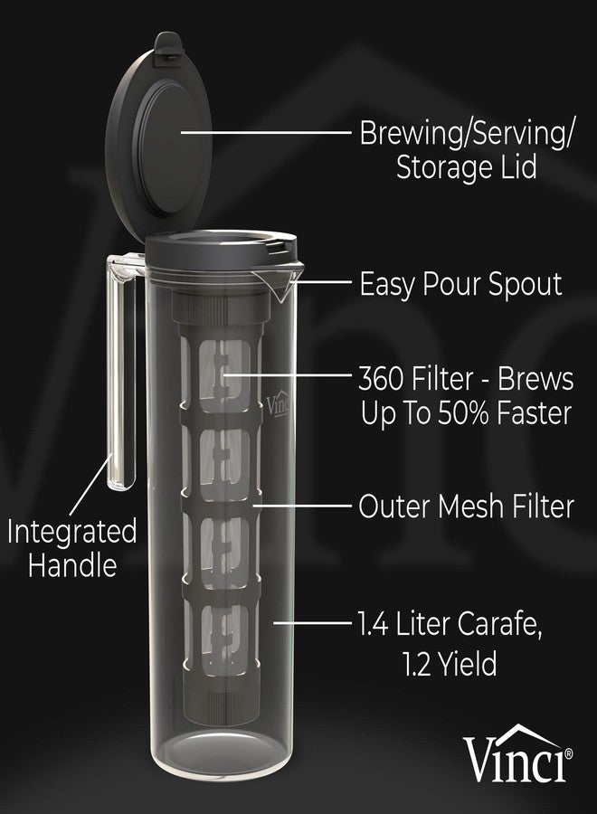 فينشي ماكينة تحضير القهوة الباردة VINCI Cold Brew 360، سعة 1.4 لتر، مزودة بتقنية التخمير المزدوجة الحاصلة على براءة اختراع بزاوية 360 درجة، وإبريق لتحضير القهوة المثلجة. - Image 3