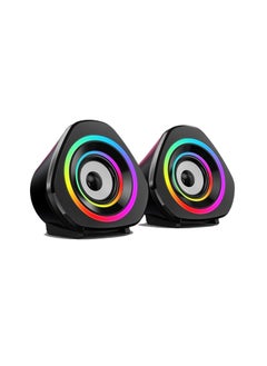 SADA Computer Speakers,Wired USB Powered Stereo Mini PC Speaker with RGB Lights 3.5mm Aux Input for Phone Tablets Desktop Laptop  - Image 1