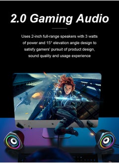 SADA Computer Speakers,Wired USB Powered Stereo Mini PC Speaker with RGB Lights 3.5mm Aux Input for Phone Tablets Desktop Laptop  - Image 4
