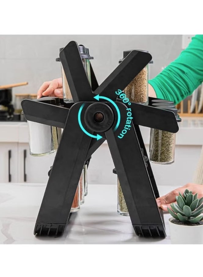 Denx 18-piece spice and seasoning wheel holder, 100ml glass - Image 5